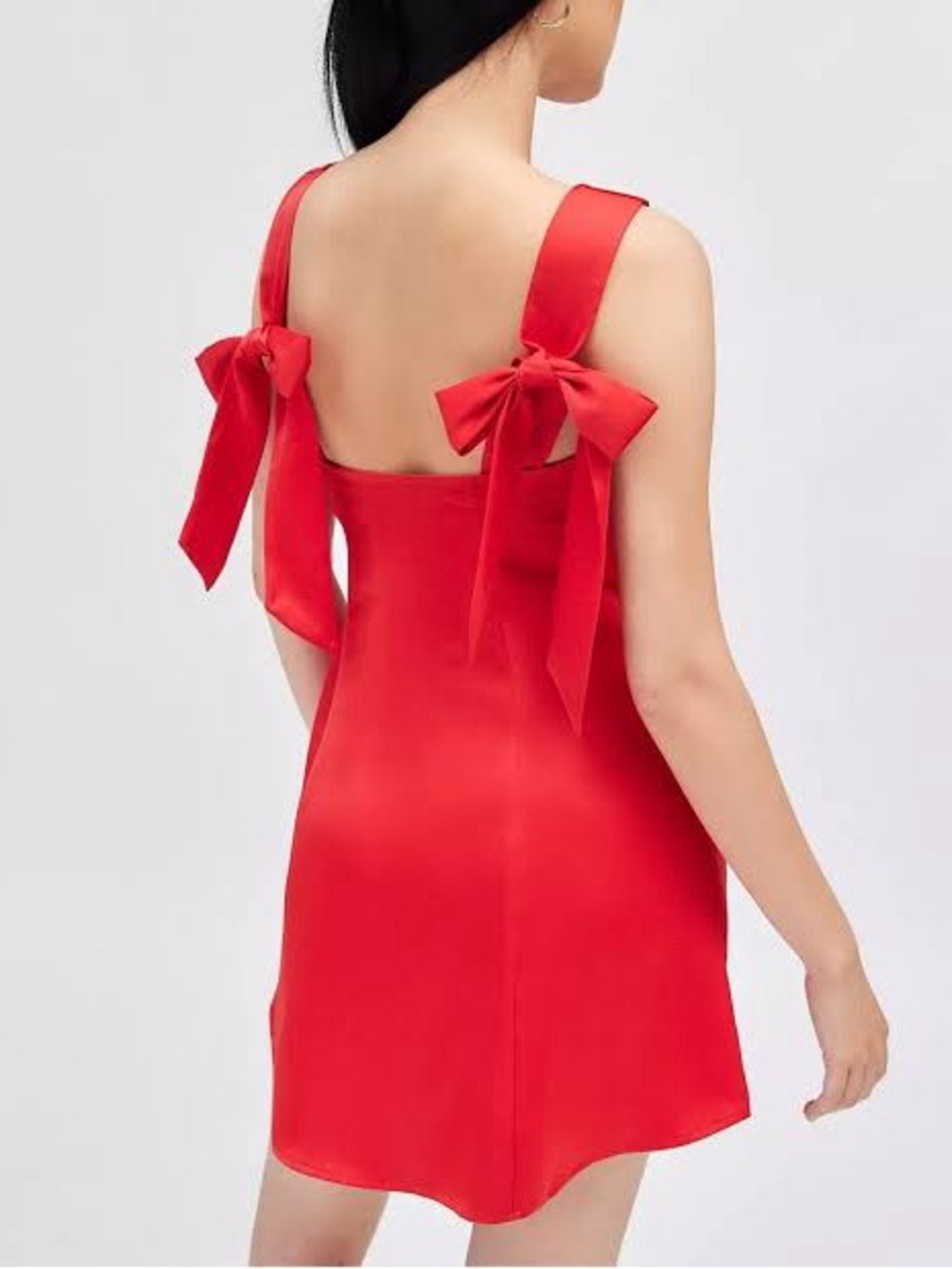 Urban Outfitters Red Satin Bow Strap Mini Dress Size M